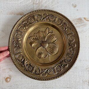 Decorative Plate with Flower and Ornate Rim Design - Made in England